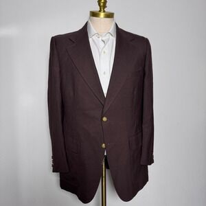 Kingsridge Blazer Mens 40R Brown Hopsack Gold Crest Button Muse's Vintage